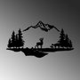 Wallity Deer And Landscape - 1 Escultura de pared de metal negra